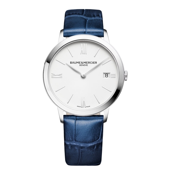 Picture of Baume & Mercier Classima 36.5mm Watch with Blue Leather Strap