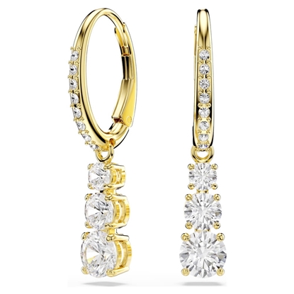 Picture of Swarovski Stilla Attract Hoop Earrings Round Cut - Gold
