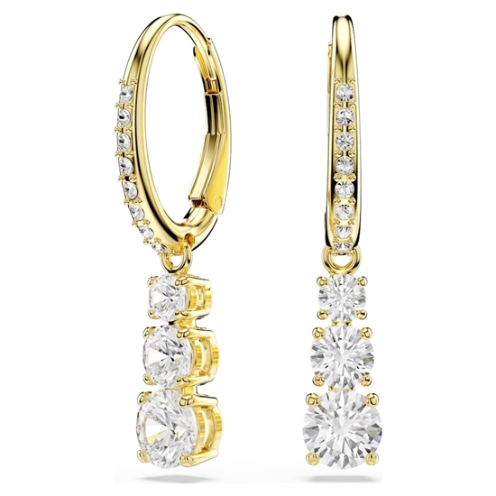 Picture of Swarovski Stilla Attract Hoop Earrings Round Cut - Gold
