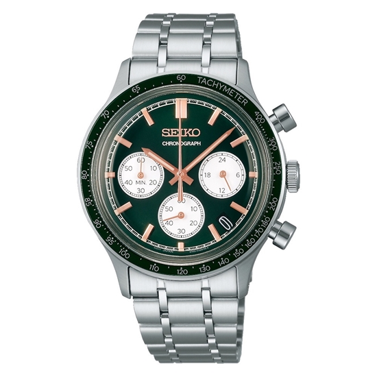 Picture of Seiko Men Essentials Chrono Stainless Steel Watch w/ Grn Dial
