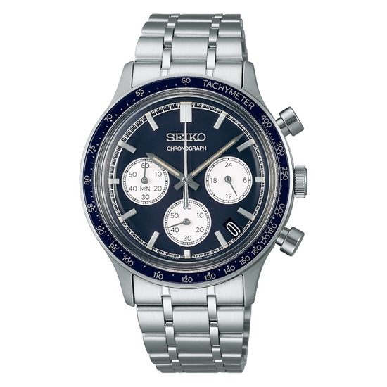 Picture of Seiko Men Essentials Chrono Stainless Steel Watch w/ Blue Dial