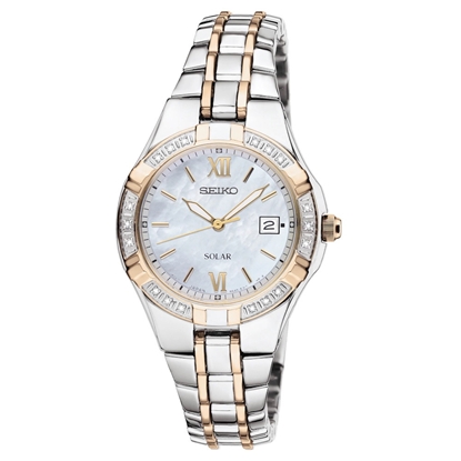 Picture of Seiko Ladies' Diamonds Two-Tone Stainless Steel Solar Watch