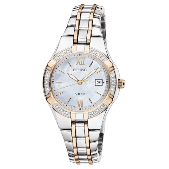 Picture of Seiko Ladies' Diamonds Two-Tone Stainless Steel Solar Watch