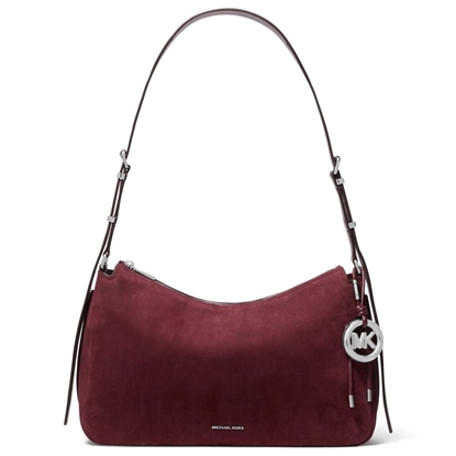 Picture of Michael Kors Nolita Medium Nubuck Shoulder Bag - Oxblood