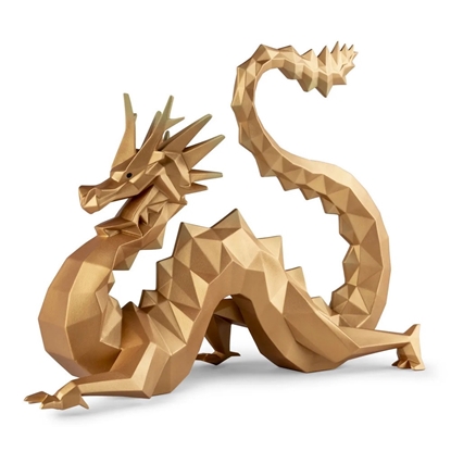Picture of Lladro Dragon Sculpture - Golden