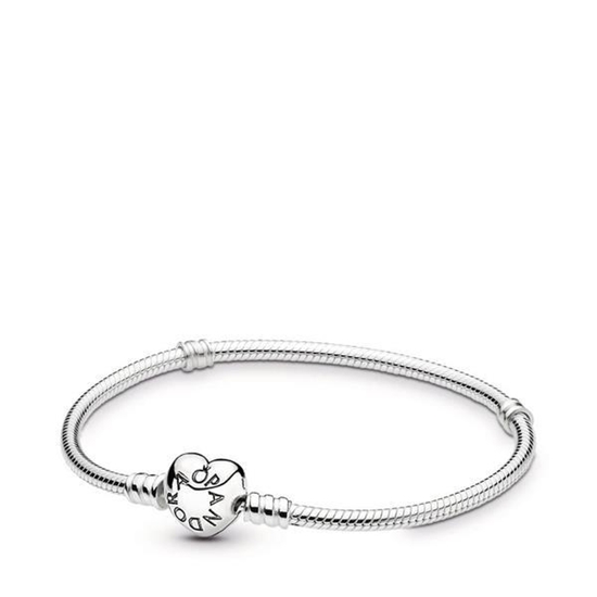 Picture of Pandora® Moments Heart Clasp Snake Chain Bracelet