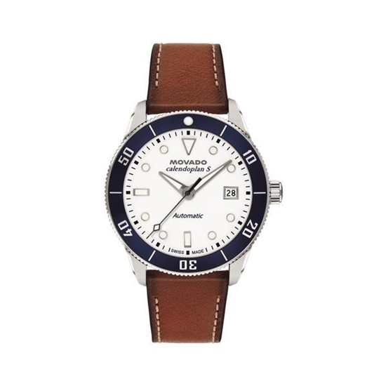 Picture of Movado® Men's Heritage Calendoplan S Leather Strap Watch