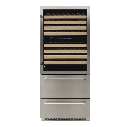 Picture of Vinotemp 135-Bottle Triple-Zone Wine Cooler w/ Bottom Drawers