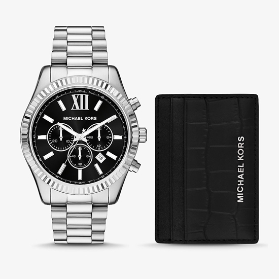 Picture of Michael Kors Lexington Watch & Embossed Card Case Gift Set