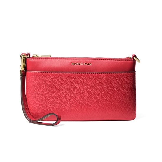 Picture of Michael Kors Jet Set Medium Pebbled Leather Wristlet - Crimson