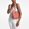 Picture of Michael Kors Quinn Medium Signature/Leather Tote - Crimson Mlt