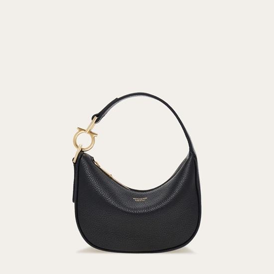 Picture of Ferragamo Gancio Mini Top Handle Bag - Nero