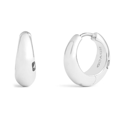 Picture of Coach Tubular Hallmark Huggie Earrings - Rhodium
