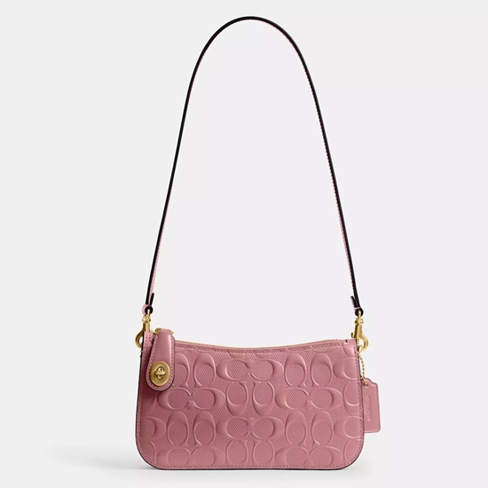 Picture of Coach Signature Patent Leather Penn Shoulder Bag - Dusty Pink