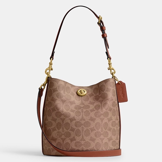 Picture of Coach Willow Soft Bucket Bag 19 - Brass/Tan Caramel