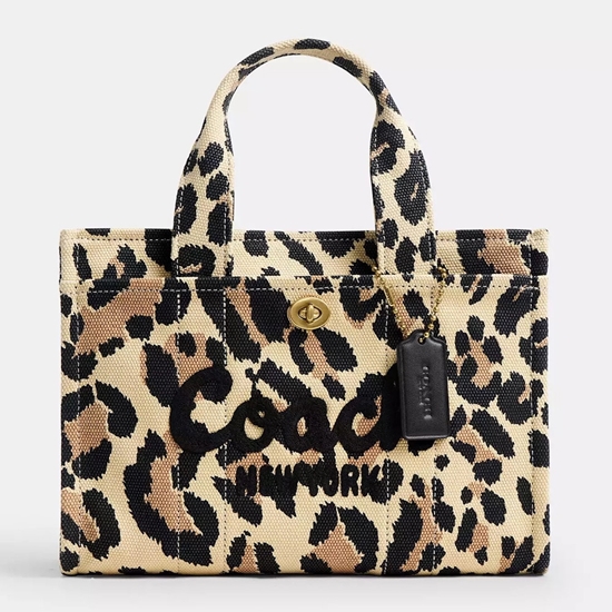 Picture of Coach Cargo Tote Bag 26 With Leopard Print-Brass/Dark leopard