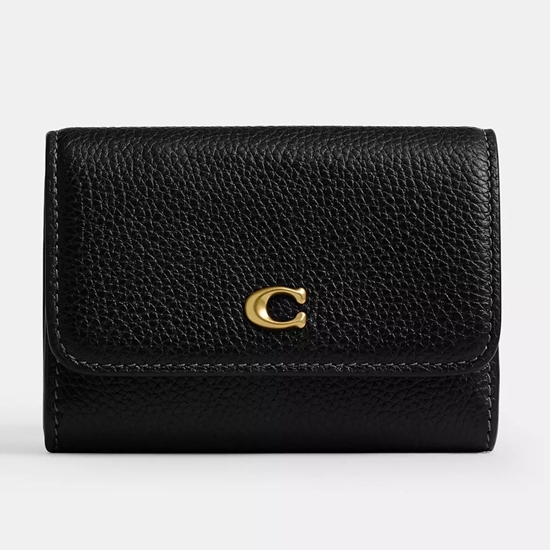 Picture of Coach Essential Flap Card Case - Brass/Black