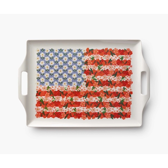 Picture of Rifle Paper Americana Melamine Serving Platter with Handles