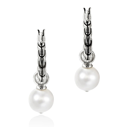 Picture of John Hardy 16mm Sterling Silver Essential Pearl Hoop Earring