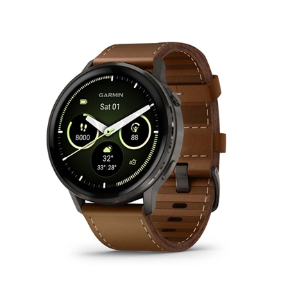 Picture of Garmin Venu 4 45mm GPS/Wi-Fi - Black Silicone & Brown Leather