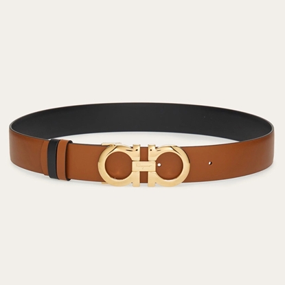 Picture of Ferragamo 35mm Gancini Reversible Belt - Black/Gold