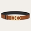 Picture of Ferragamo 35mm Gancini Reversible Belt - Black/Gold