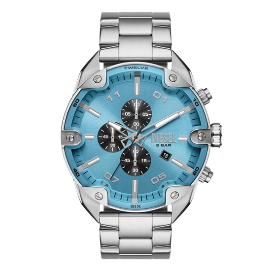Picture of Diesel Spiked Chrono Stainless Steel Watch with Blue Dial