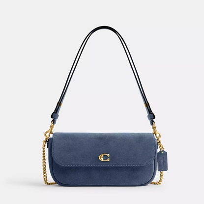 Picture of Coach Suede Brook Flap Chain Bag - Light Denim