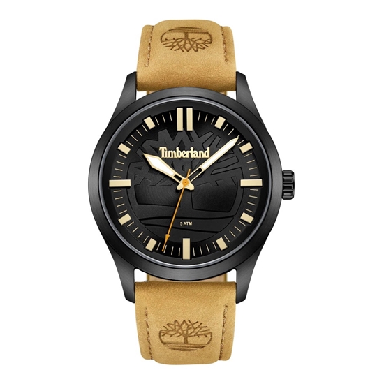 Picture of Timberland Black Dial and Tan Strap Watch