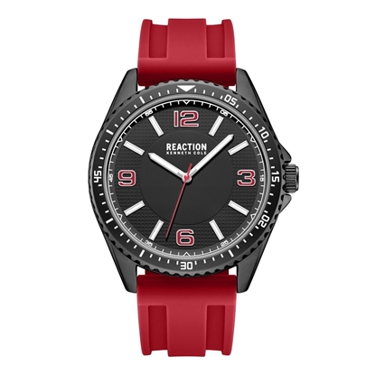 Picture of Kenneth Cole Men's Quartz Watch with Red Strap & Black Dial