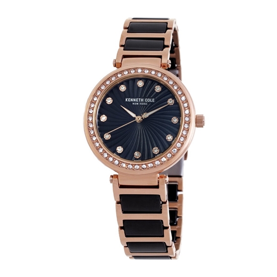 Picture of Kenneth Cole NY Ceramic & Rose Gold Watch with Black Dial