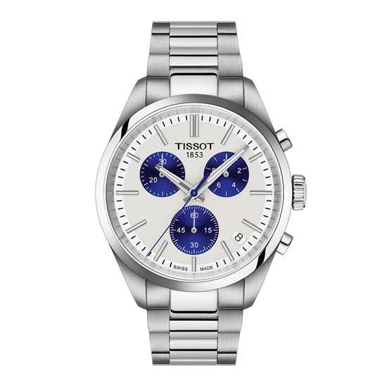 Picture of Tissot PR 100 Stainless Steel Watch with White & Blue Dial