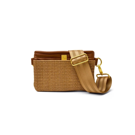 Picture of Think Royln Bum Bag - Sand Dune Raffia with Mocha Luxe