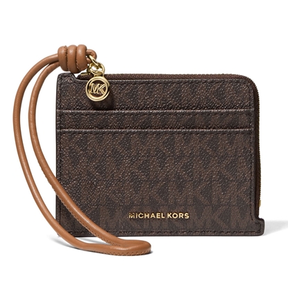 Picture of Michael Kors Jet Set Sig. Small Card Wristlet - Brown/Acorn