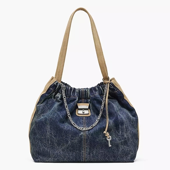 Picture of Marc Jacobs Denim Suede Cristina Tote - Dark Wash Indigo
