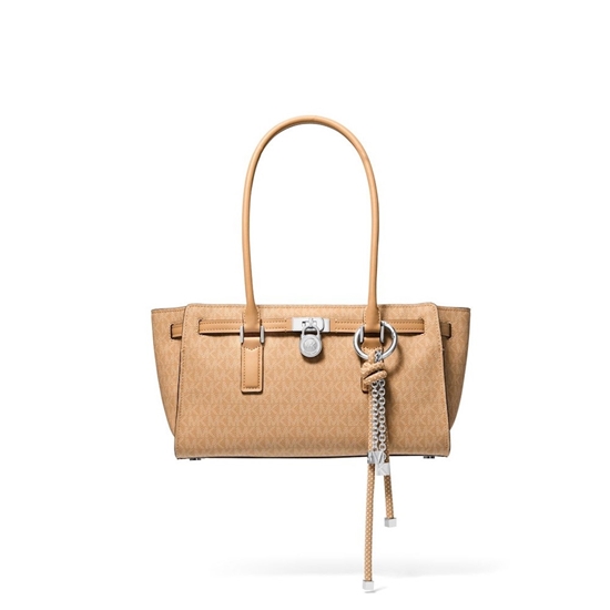 Picture of Michael Kors Hamilton Moderne Signature Small E/W Tote- Peanut