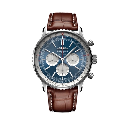 Picture of Breitling Navitimer B01 Chrono 46 with Blue Dial/Brown Strap