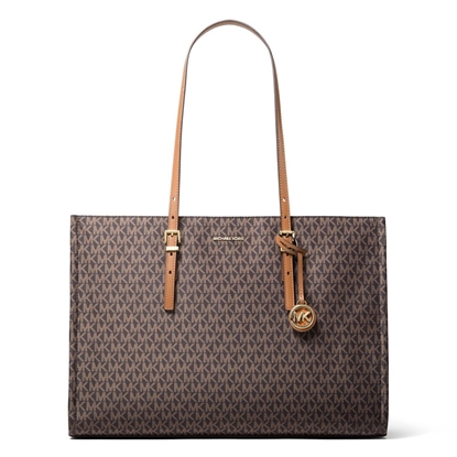 Picture of Michael Kors Zadie Signature Large E/W Zip Tote - Brown/Acorn
