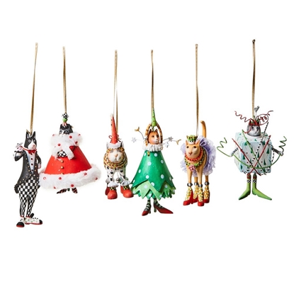 Picture of MacKenzie-Childs Patience Brewster Set of 6 Mini Cat Ornaments