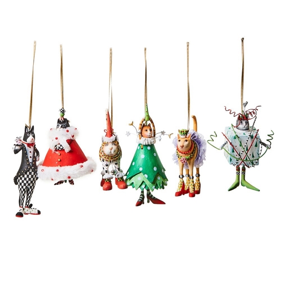 Picture of MacKenzie-Childs Patience Brewster Set of 6 Mini Cat Ornaments