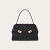 Picture of Ferragamo Hug Soft Bicolor Shoulder Bag M - Black/Burgundy