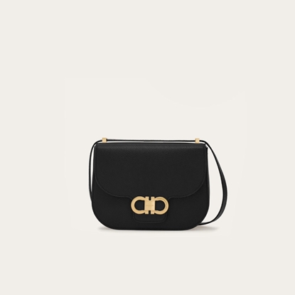 Picture of Ferragamo Double Gancini N/S Crossbody - Black