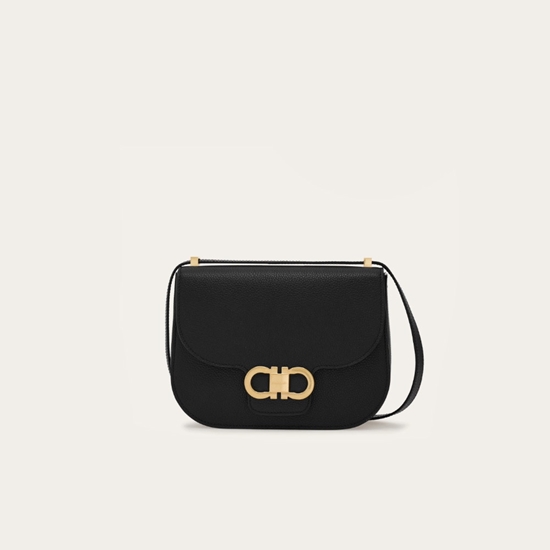 Picture of Ferragamo Double Gancini N/S Crossbody - Black
