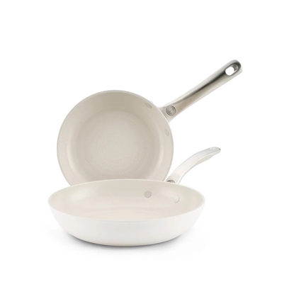 Picture of Circulon Halo LaserDefense Twin Pack Fry Pans - Pearl White