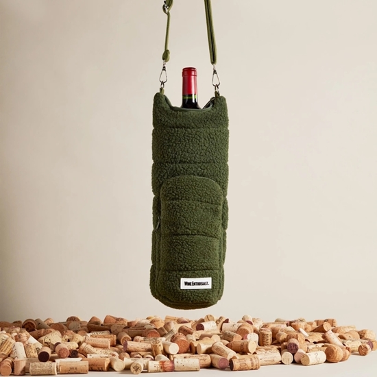 Picture of Wine Enthusiast Crossbody Insulated Sherpa Puffer Bag