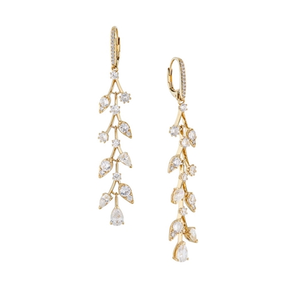 Picture of Nadri Olivia Long Lever Back Earrings - Gold