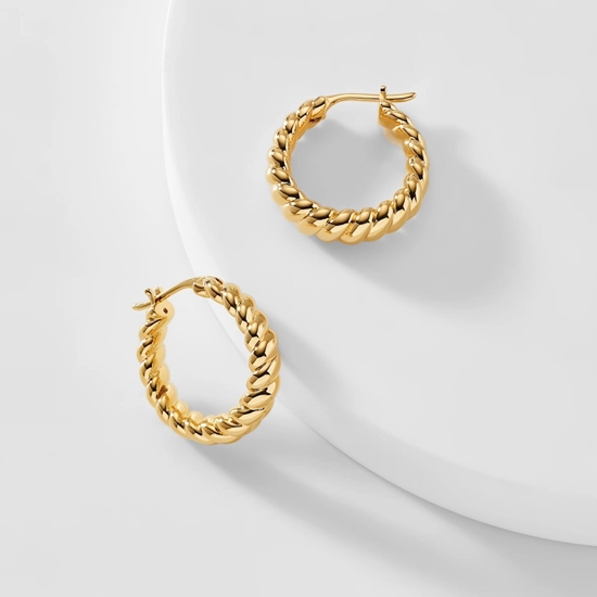 Picture of Nadri Golden Hour Twist Hoop Earrings - Gold