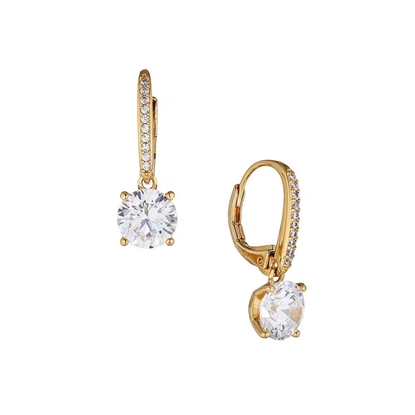 Picture of Nadri Modern Love Round CZ Crystal Drop Earrings - Gold