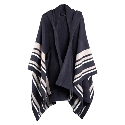 Picture of Kashwere Oversized Striped Poncho - Grey/Mink/Creme