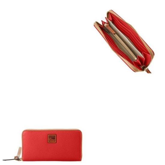 Picture of Dooney & Bourke™ Pebble Grain Large Zip Around Wristlet- Red
